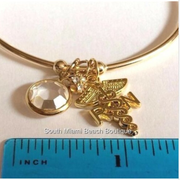 RN Nurse Charm Bracelet Caduceus Nursing Swarovski - Picture 6 of 7